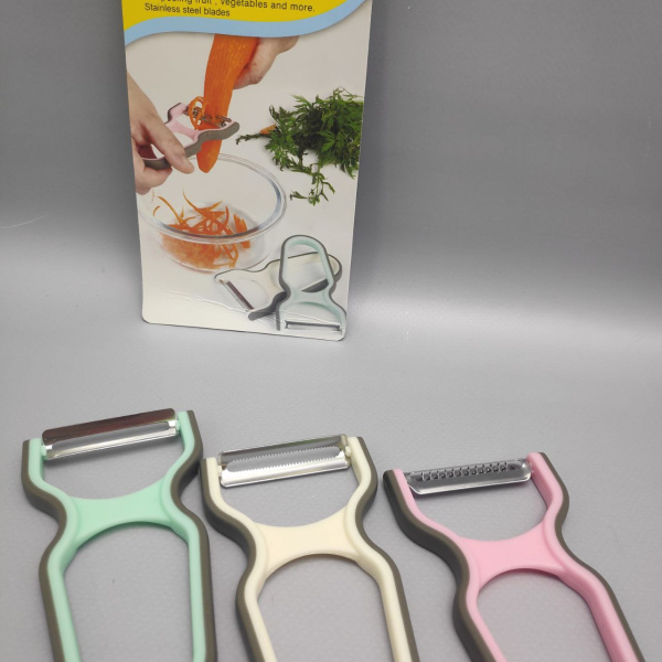 Набор ручных овощечисток 3в1 Vocen / Нож для чистки овощей из нержавеющей стали 3 шт. / Цвет МИКС